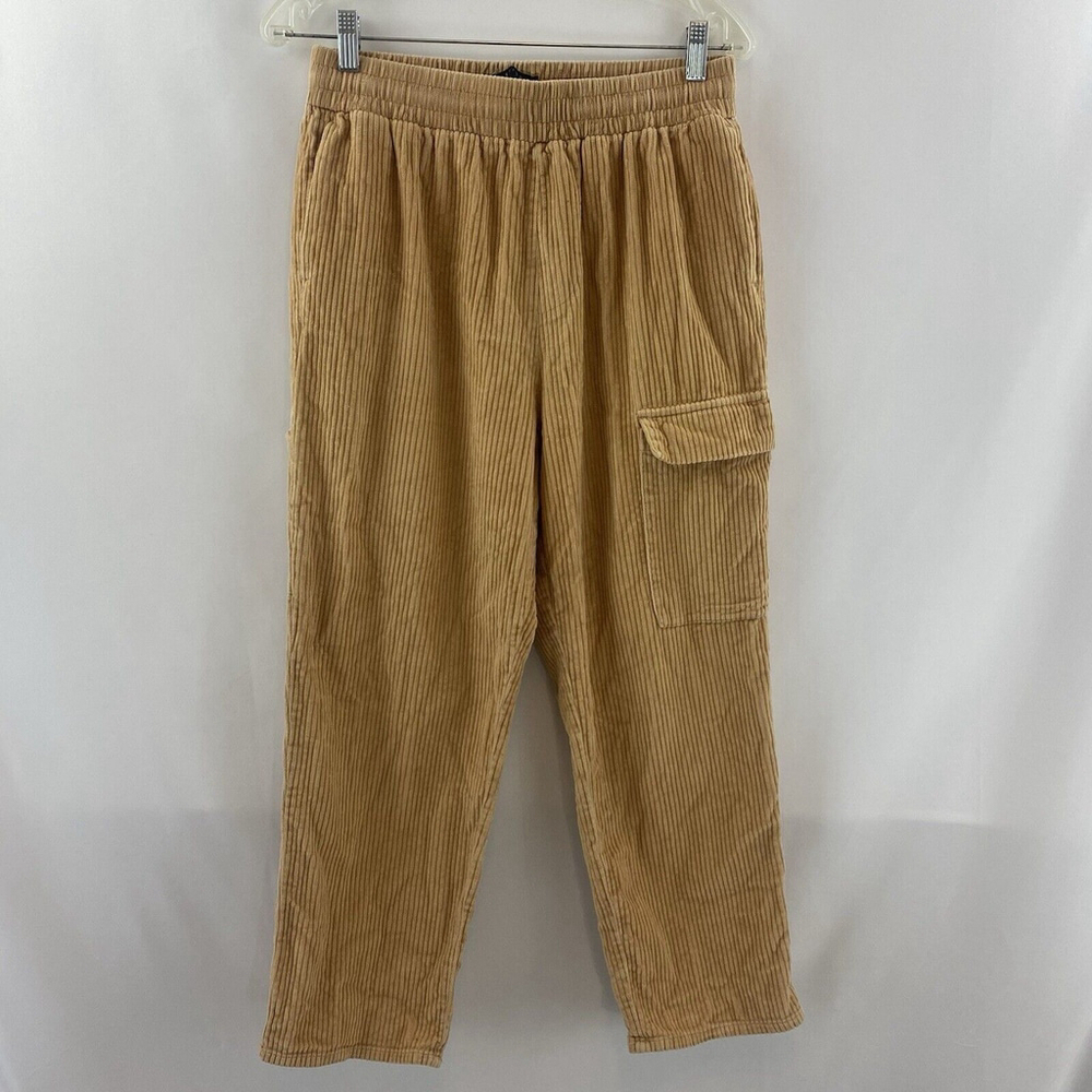 ASOS Design Tan Corduroy Pants Drawstring Sz S Slightly Tapered Leg Cargo Baggy